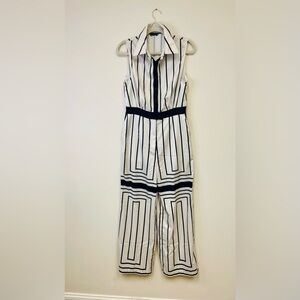 Chic Black and White Striped Jumpsuit